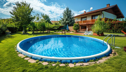 Above-Ground Swimming Pool on Grass
