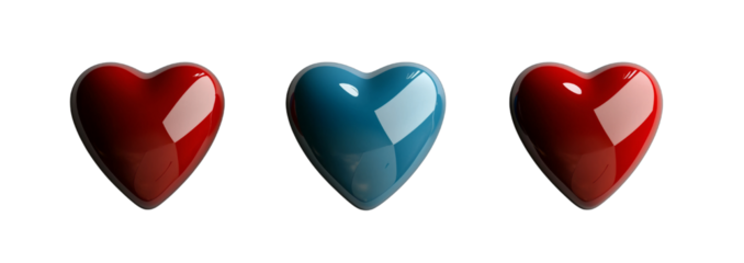 Heart embroidered patch badge isolated on transparent background