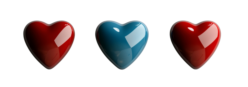 Heart embroidered patch badge isolated on transparent background