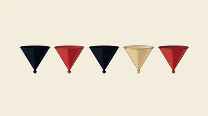 Minimalist Cone Art Prints with Diverse Colors on Neutral Background