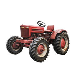 Obraz premium PNG Vintage red tractor with large tires in a field