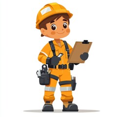 Fototapeta premium Young Construction Worker Checking Plans