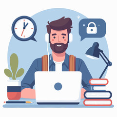 People working at the computer. Men and women with laptop - freelance, online training, email checking, webinar. Young people in the office. 