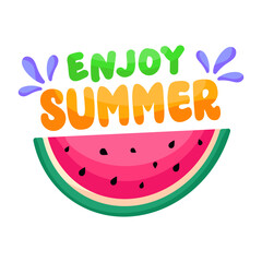 Summer juice fruit sticker, vector design of watermelon 

