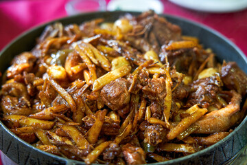 A delicious dish of Chinese Guangxi specialty, fried lemon duck