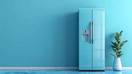 Accessible Fridge with major household appliance and blue color background