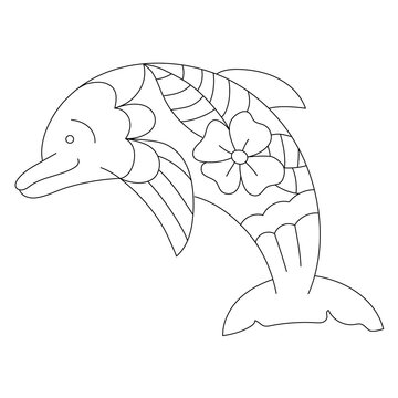 recommend clip art: Intricate Floral Dolphin Line Art for Ocean Lovers