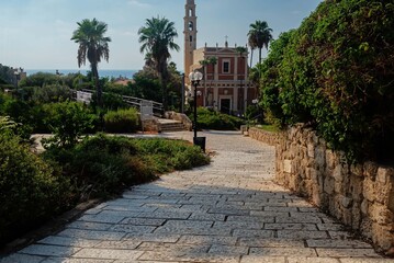 Abrasha Park and Church of Saint Peter in Tel Aviv Israel