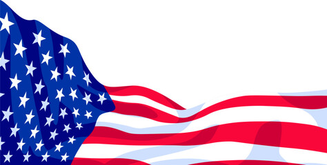 Fototapeta premium American flag icon. Flat style. Wave form.
