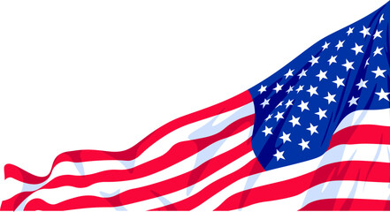 American flag icon. Flat style. Wave form.