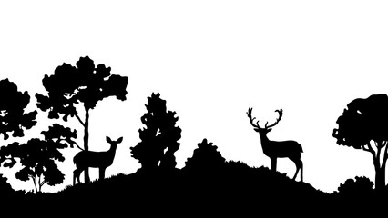 PNG wildlife silhouette clipart, nature border collage element, transparent background