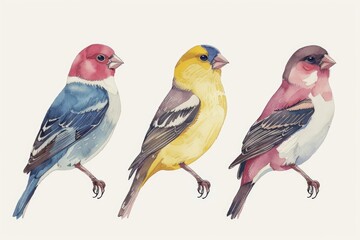 Fototapeta premium Vintage Engraving Style Illustration of Colorful Birds for Poster Design and Print Art