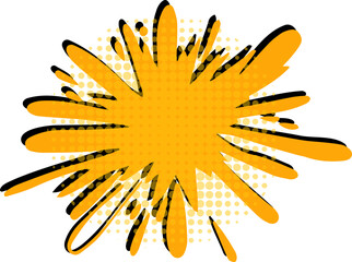 Obraz premium Comic-style explosion clouds with bold speech bubbles, dynamic sound effects, and vibrant pop art text frames.