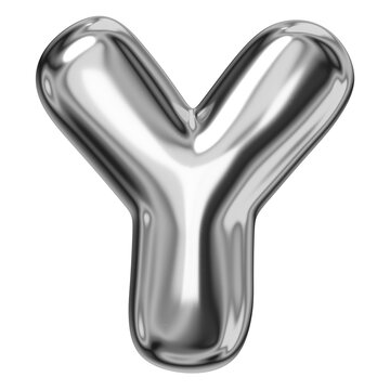 recommend clip art: Y alphabet png sticker, 3D chrome metallic balloon design, transparent background