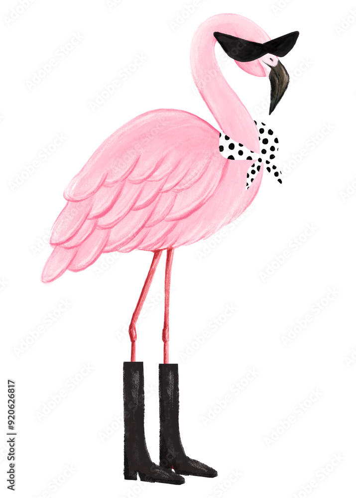 Sticker cool flamingo png sticker, cute animal illustration, transparent background