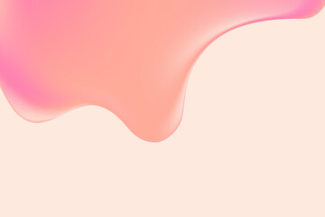 Abstract pink liquid texture background with copy space. Fluid organic forms wallpaper, smooth fluid backdrop, texture like gel, collagen, serum. Beauty presentation, banner