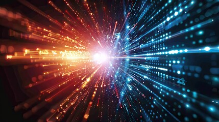 Fototapeta premium Particles bokeh abstract event game trailer titles cinematic openers digital technology concert background. AI generated illustration