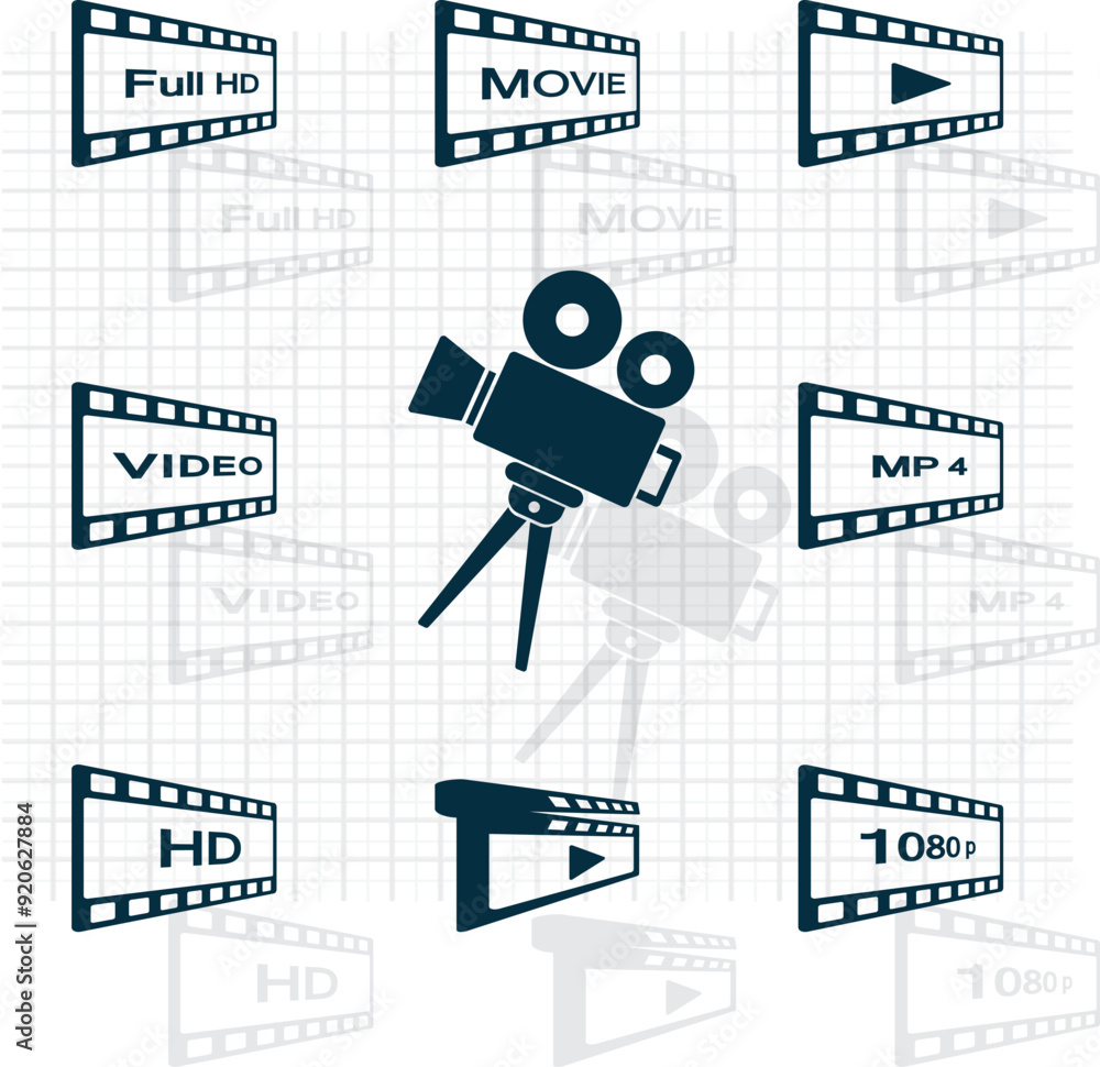 Poster vector icon of dark color on light checkered background