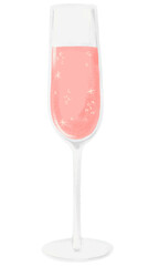Pink champagne glass png sticker, celebration drink graphic, transparent background