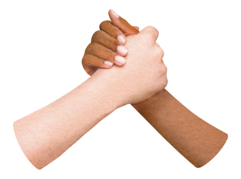 Diverse hands united png sticker, transparent background