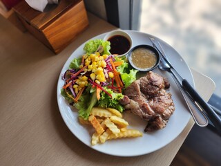 pork steak with pepper sauce