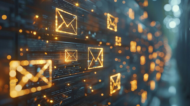 Send bulk documents via email. Digital marketing, newsletter concept. Direct selling projects in business List of customers who want to send by email.