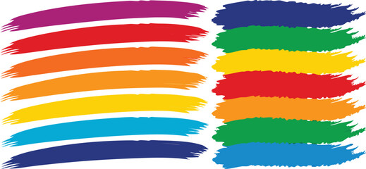 Set of coloring vector brush strokes in different types
