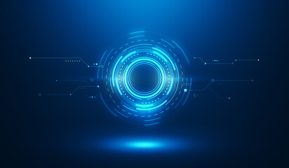 Technology digital interface artificial intelligence hologram future network abstract background computer ai information futuristic communication concept or virtual data cyberspace innovation display.