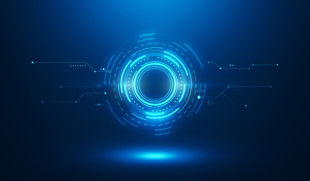 Technology digital interface artificial intelligence hologram future network abstract background computer ai information futuristic communication concept or virtual data cyberspace innovation display.