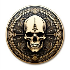 Fototapeta premium Vintage Stylized Skull Design on White Background: Retro-Inspired, Isolated Artwork for T-Shirt Designs and Conceptual Art