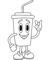 funny food coloring page for kids and adult.