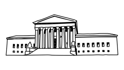 Obraz premium PNG Supreme Court USA doodle illustration, transparent background