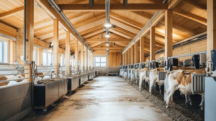 Fototapeta premium Dairy farming has evolved significantly with advancements in technology.