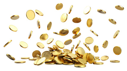 Naklejka premium Golden coins of wealth scatter like autumn leaves, a cascading harvest of financial growth