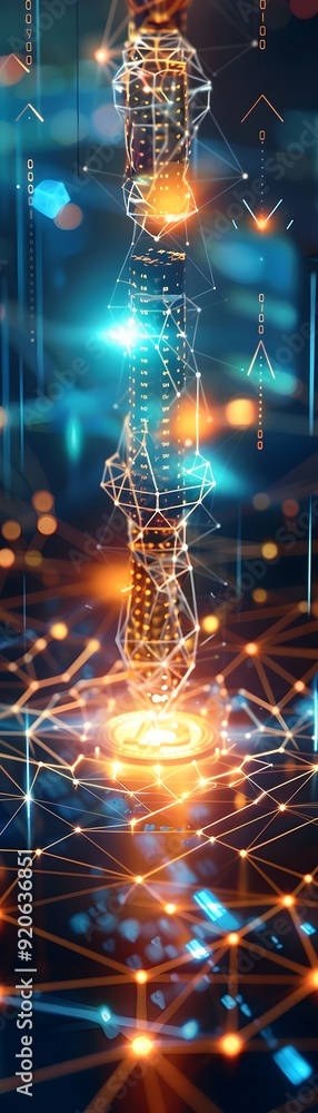 Poster Abstract Technology Background with Lines and Network Connections.
