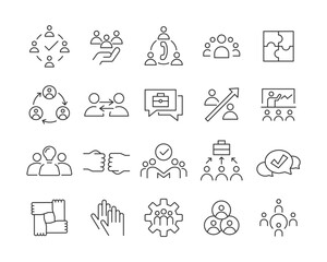 Teamwork Icons - Vector Line. Editable Stroke.