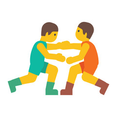 Two men engaged in the sport of wrestling vector icon. Isolated wrestling sport sign design. 