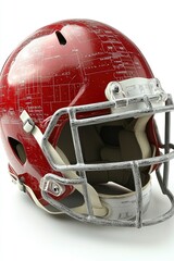 Fototapeta premium Red Football Helmet with Vintage Blueprint Design