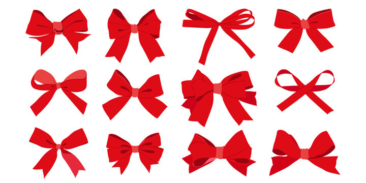 Set with hand drawn red ribbon bows. 