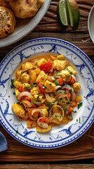 Ackee and saltfish. traditional Jamaican dish.Jamaican cuisine. AI generated illustration