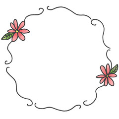 Doodle floral frame transparent png
