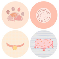 Fototapeta premium Cat story highlights icon set for social media transparent png