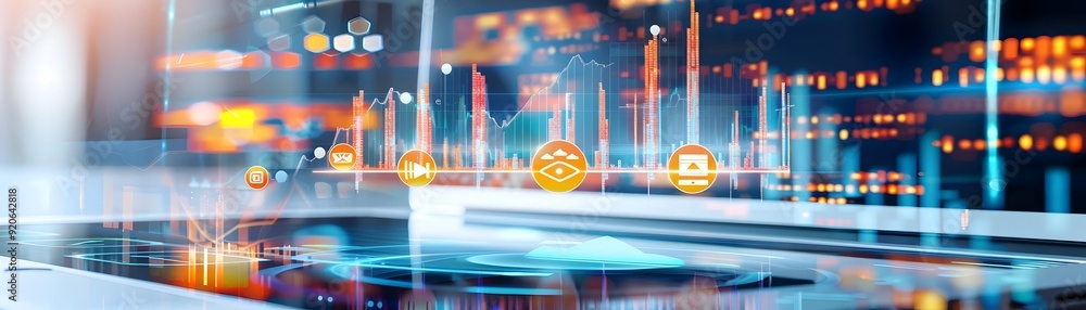 Poster futuristic technology background with data and charts.