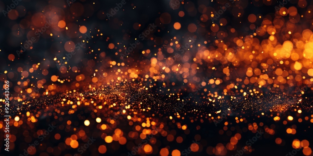 Aufkleber a mesmerizing and captivating display of glowing orange particles set against a contrasting dark bac