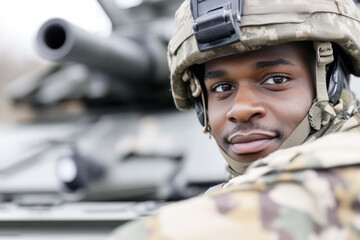 Afro soldier military army in camouflage uniform at conflict war