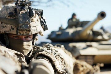 Canadian soldier military army in camouflage uniform at conflict war