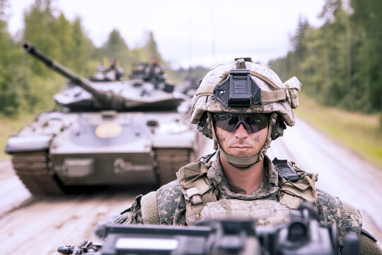 Canadian soldier military army in camouflage uniform at conflict war - Powered by Adobe