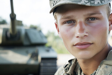 Caucasian soldier military army in camouflage uniform at conflict war