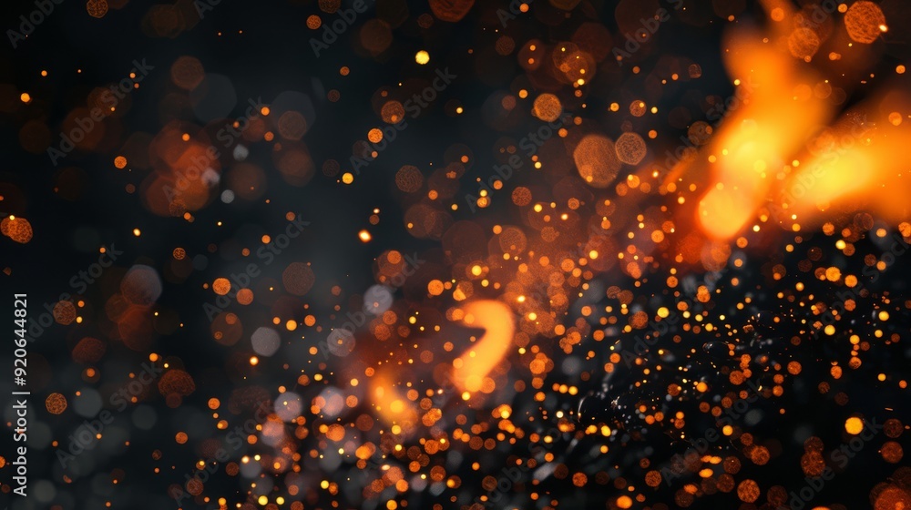 Poster this captivating image beautifully showcases glowing sparks and floating particles set against a dar