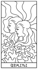 Png Gemini line art doodle design, transparent background